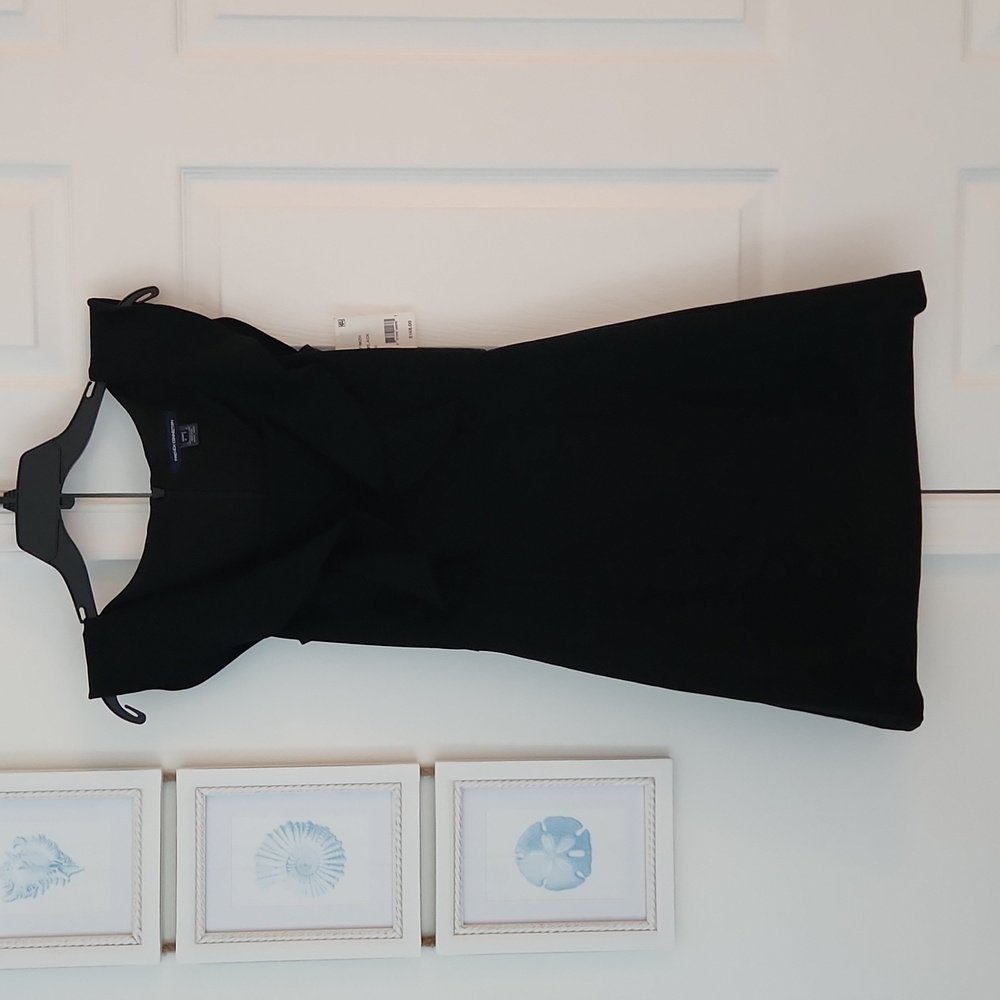 French Connection - Whisper Square Neck Ruffle Dress, Black, Size 0, NWT